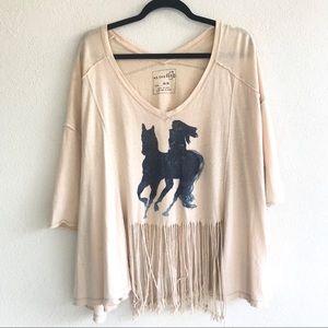 WE THE FREE Wild Horses fringe v-neck